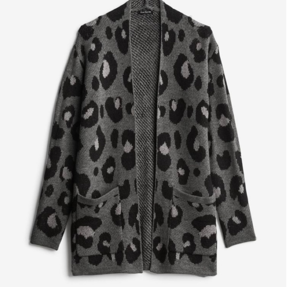 Pink Clover Rosaleen grey open cardigan